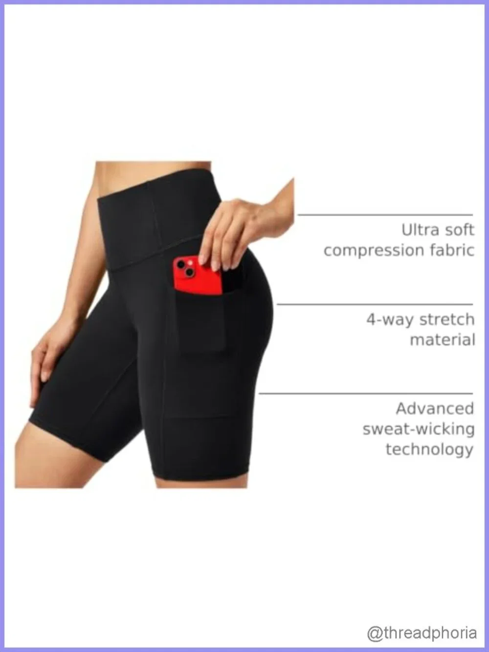 High Waisted Compression Biker Shorts with 3 Pockets Athletic Yoga Workout